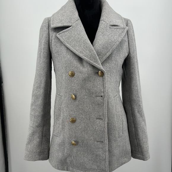 J. Crew Coat double breasted size 4 Pea Coat gray - Picture 5 of 11